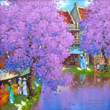  pura Decoraci%c3%b3n Paredes - Flor púrpura en otoño DNS vietnamita asiática